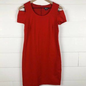 Donna Karan DKNY Cold Shoulder Red Shift Dress Sz2